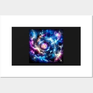 Celestial Dance: Spiral Galaxies and Cosmic Waves Posters and Art